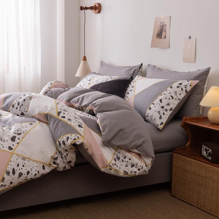 91家纺网 家纺一手货源 找家纺 HL原创 2020春夏新款13070全棉四件套 摩卡