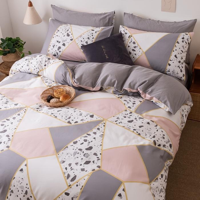 91家纺网 家纺一手货源 找家纺 HL原创 2020春夏新款13070全棉四件套 摩卡