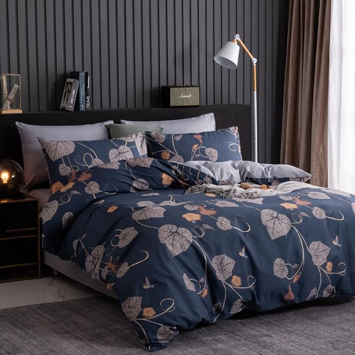 91家纺网 家纺一手货源 找家纺 HL原创 2020春夏新款13070全棉四件套 瑾年叶影