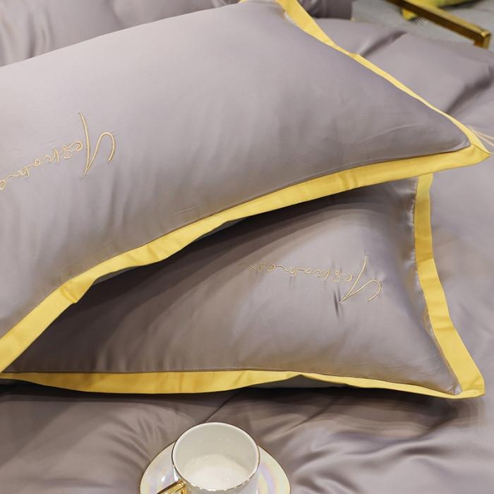 91家纺网 家纺一手货源 找家纺 安妮家居 2020新款全棉水洗真丝凯茜四件套新实拍 光泽灰