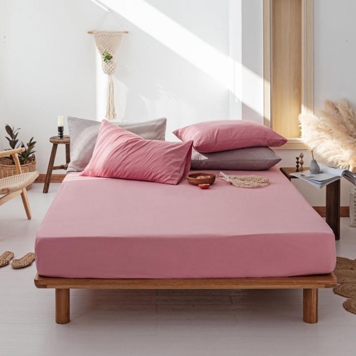 91家纺网 家纺一手货源 找家纺 梦家居 2020新款全棉纯色单品床笠 豆沙色