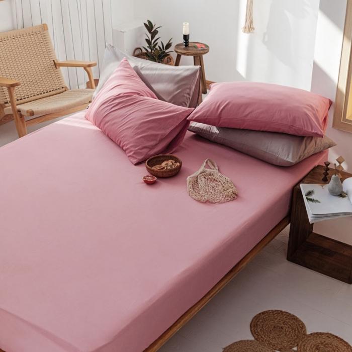 91家纺网 家纺一手货源 找家纺 梦家居 2020新款全棉纯色单品床笠 豆沙色