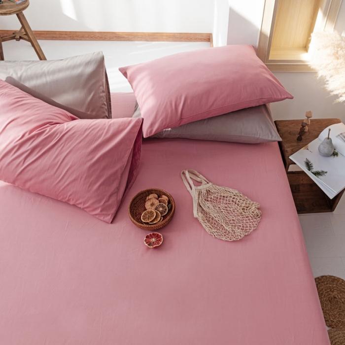 91家纺网 家纺一手货源 找家纺 梦家居 2020新款全棉纯色单品床笠 豆沙色