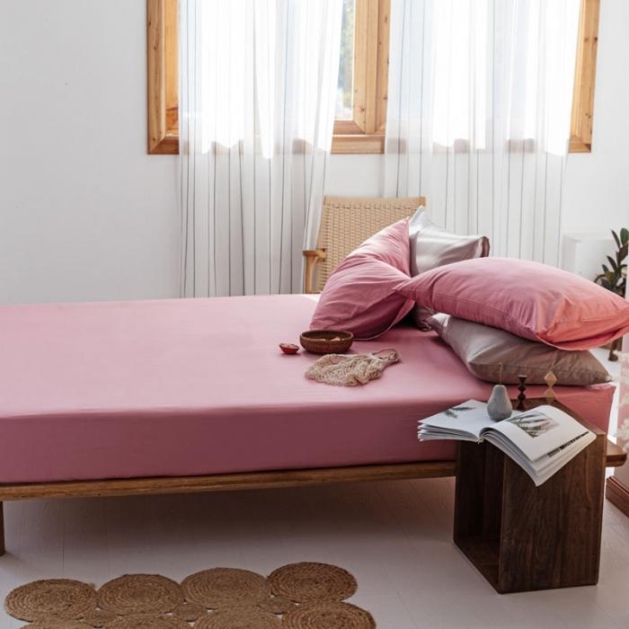 91家纺网 家纺一手货源 找家纺 梦家居 2020新款全棉纯色单品床笠 豆沙色