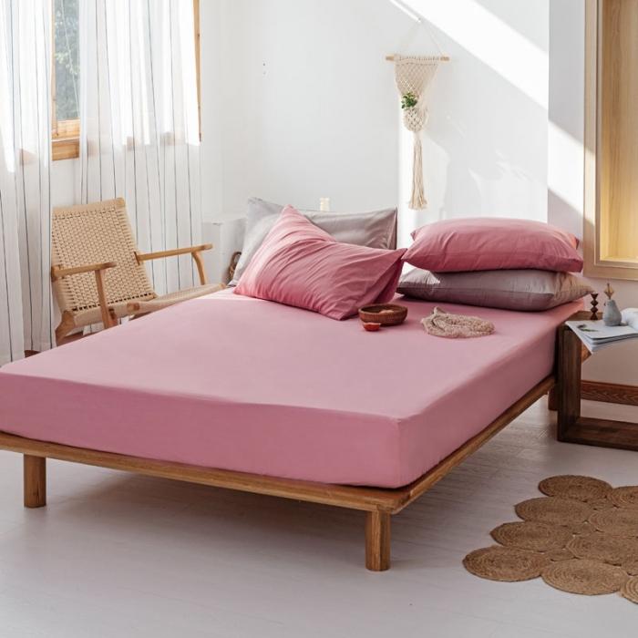 91家纺网 家纺一手货源 找家纺 梦家居 2020新款全棉纯色单品床笠 豆沙色