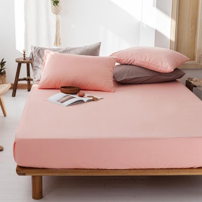 91家纺网 家纺一手货源 找家纺 梦家居 2020新款全棉纯色单品床笠 粉玉色