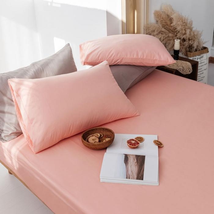 91家纺网 家纺一手货源 找家纺 梦家居 2020新款全棉纯色单品床笠 粉玉色