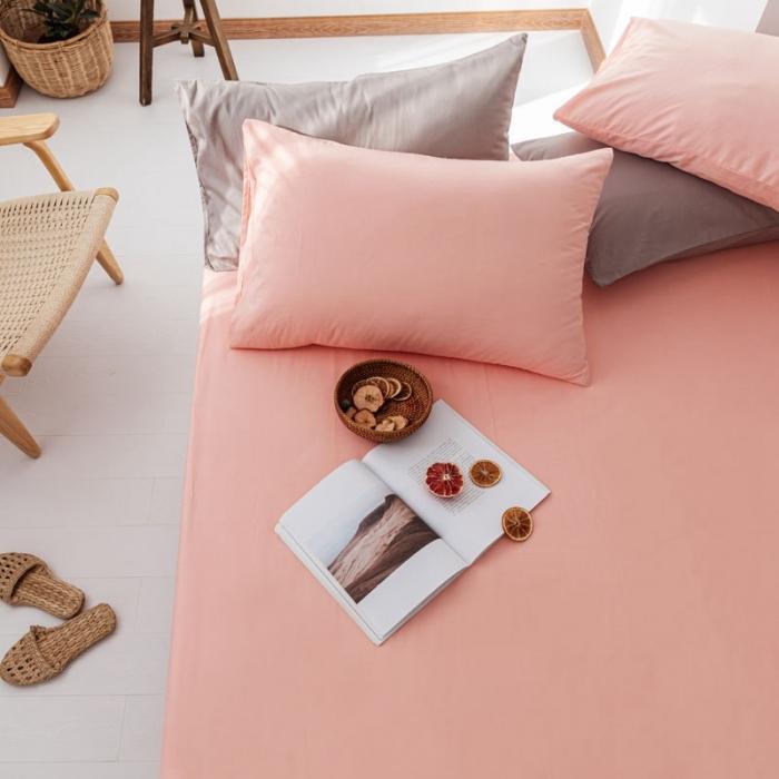 91家纺网 家纺一手货源 找家纺 梦家居 2020新款全棉纯色单品床笠 粉玉色