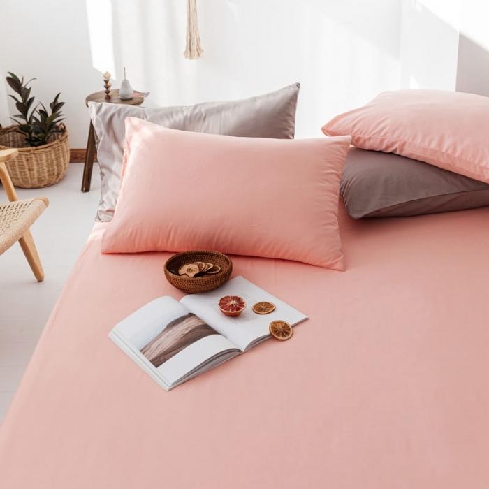 91家纺网 家纺一手货源 找家纺 梦家居 2020新款全棉纯色单品床笠 粉玉色