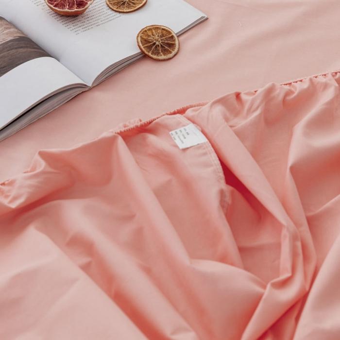 91家纺网 家纺一手货源 找家纺 梦家居 2020新款全棉纯色单品床笠 粉玉色