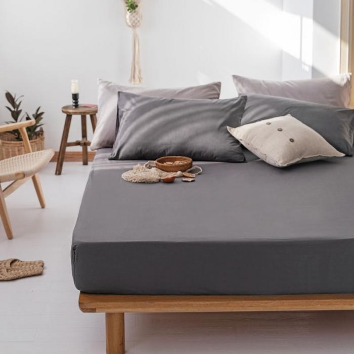 91家纺网 家纺一手货源 找家纺 梦家居 2020新款全棉纯色单品床笠 深灰色