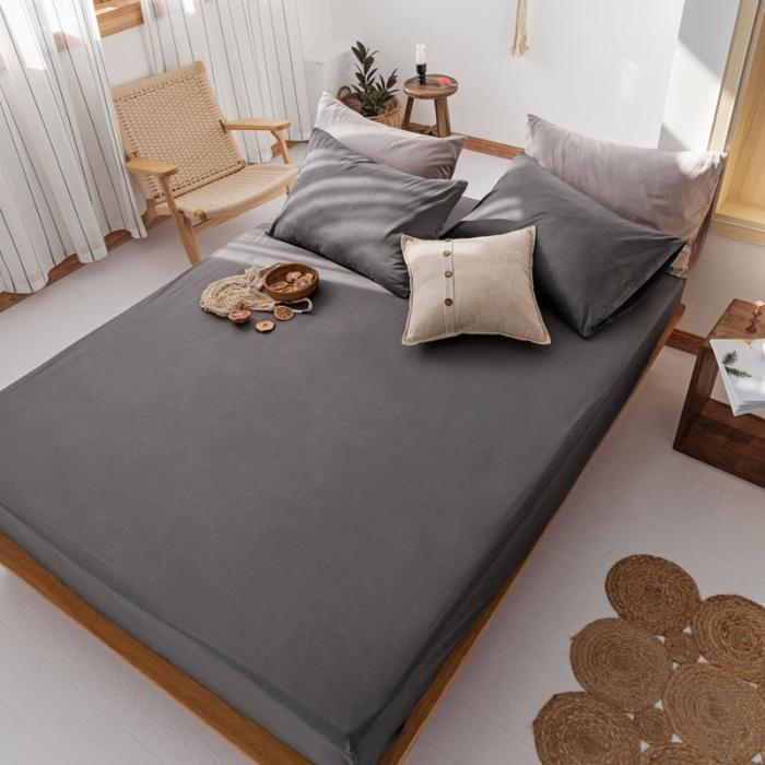 91家纺网 家纺一手货源 找家纺 梦家居 2020新款全棉纯色单品床笠 深灰色