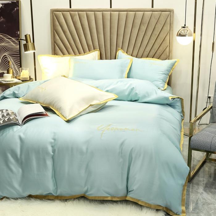 91家纺网 家纺一手货源 找家纺 安妮家居 2020新款全棉水洗真丝凯茜四件套新实拍 松石绿