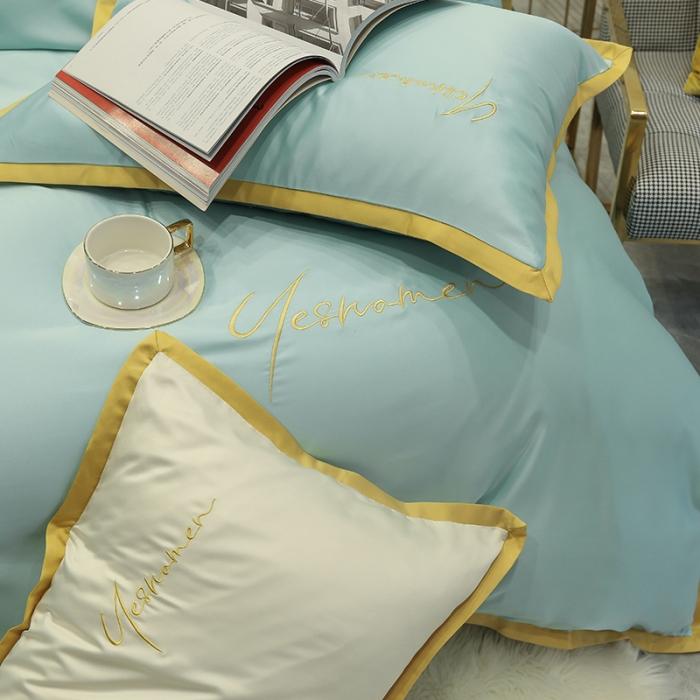 91家纺网 家纺一手货源 找家纺 安妮家居 2020新款全棉水洗真丝凯茜四件套新实拍 松石绿