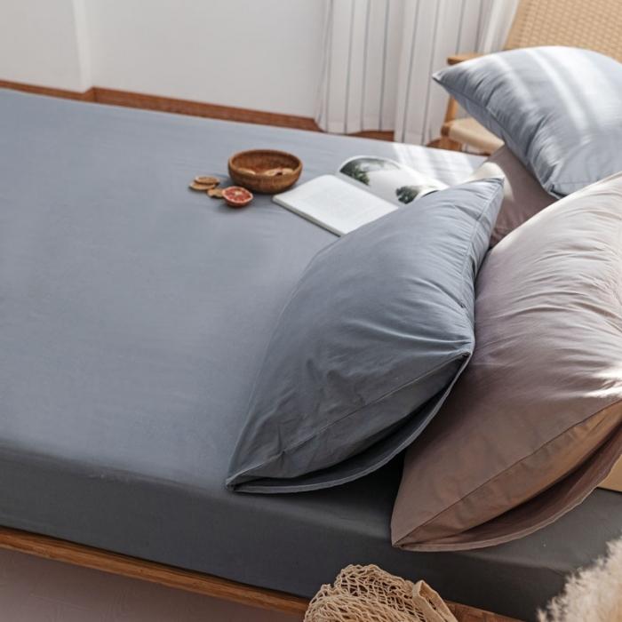91家纺网 家纺一手货源 找家纺 梦家居 2020新款全棉纯色单品床笠 雾蓝色