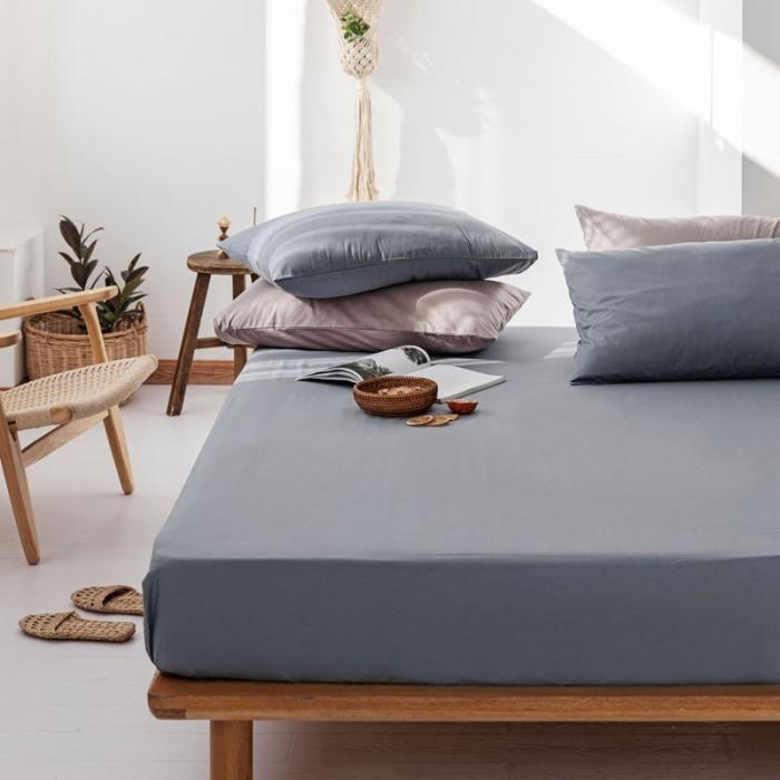 91家纺网 家纺一手货源 找家纺 梦家居 2020新款全棉纯色单品床笠 雾蓝色