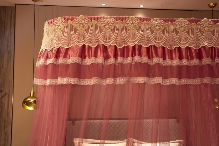 91家纺网 家纺一手货源 找家纺 迪凡保罗 2021新款A30广东拉绳导轨蚊帐（三开门）豆沙色