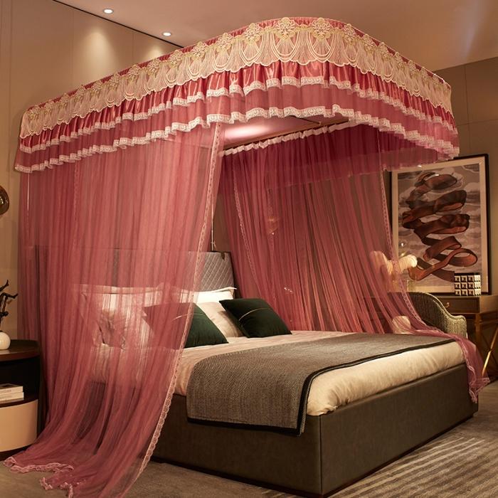 91家纺网 家纺一手货源 找家纺 迪凡保罗 2021新款A30广东拉绳导轨蚊帐（三开门）豆沙色