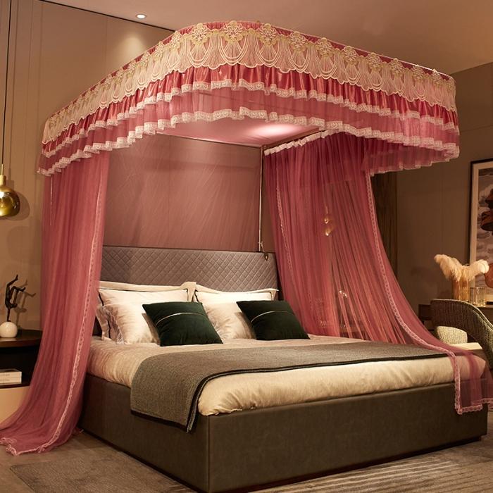 91家纺网 家纺一手货源 找家纺 迪凡保罗 2021新款A30广东拉绳导轨蚊帐（三开门）豆沙色