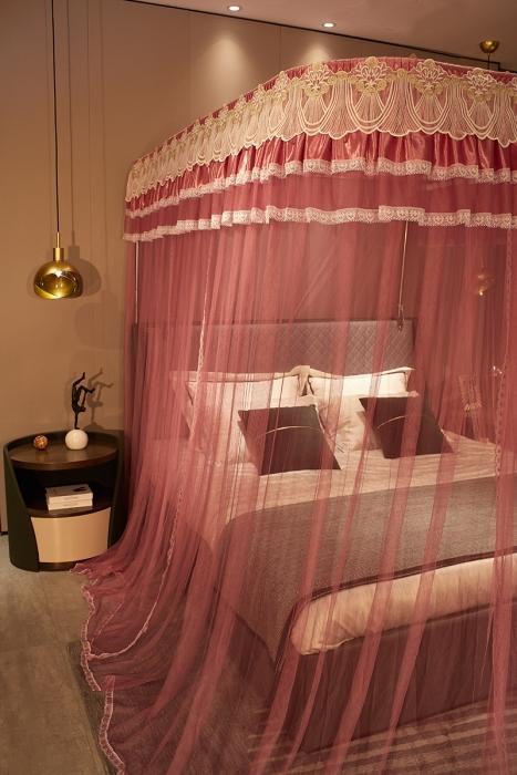 91家纺网 家纺一手货源 找家纺 迪凡保罗 2021新款A30广东拉绳导轨蚊帐（三开门）豆沙色