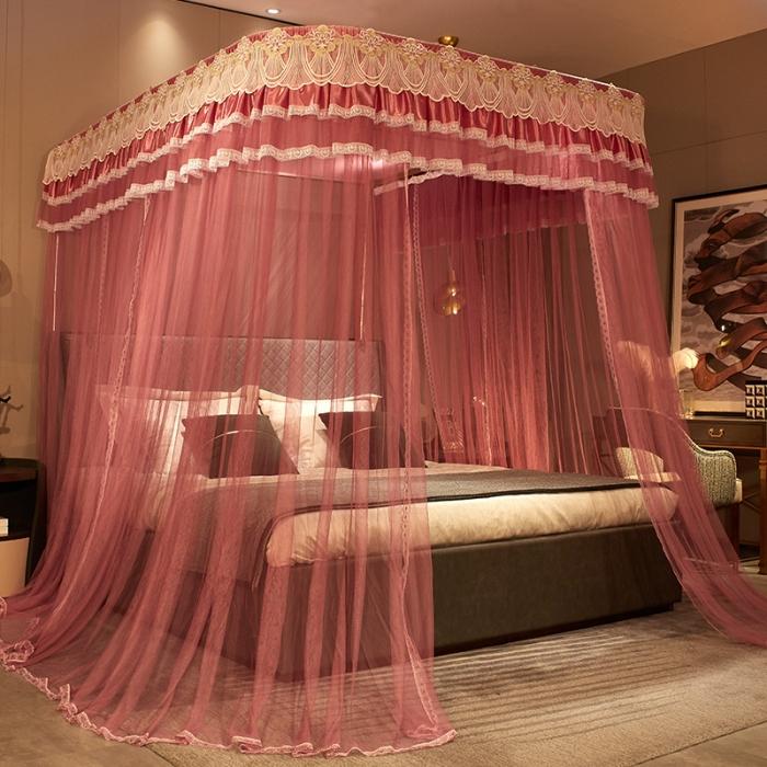 91家纺网 家纺一手货源 找家纺 迪凡保罗 2021新款A30广东拉绳导轨蚊帐（三开门）豆沙色