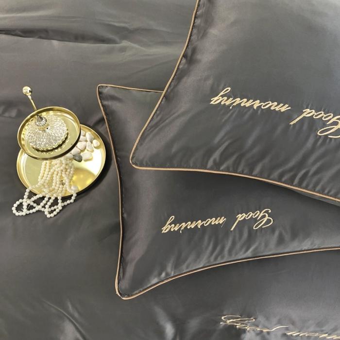 91家纺网 家纺一手货源 找家纺 优悦家纺 2020新款早安水洗真丝四件套 高雅灰