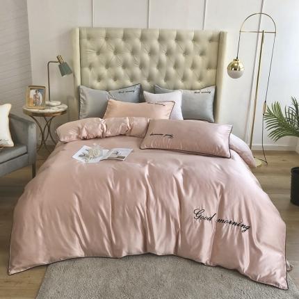 91家纺网 家纺一手货源 找家纺 优悦家纺 2020新款早安水洗真丝四件套 藕粉