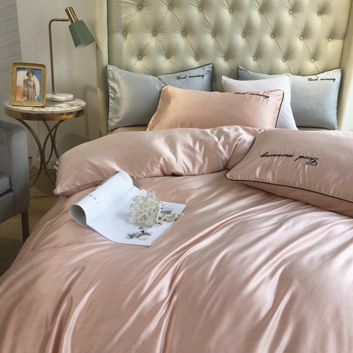 91家纺网 家纺一手货源 找家纺 优悦家纺 2020新款早安水洗真丝四件套 藕粉