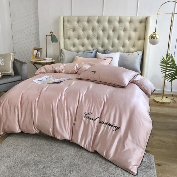 91家纺网 家纺一手货源 找家纺 优悦家纺 2020新款早安水洗真丝四件套 藕粉