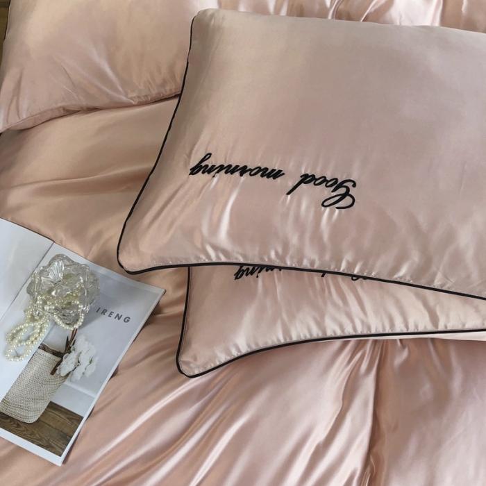 91家纺网 家纺一手货源 找家纺 优悦家纺 2020新款早安水洗真丝四件套 藕粉