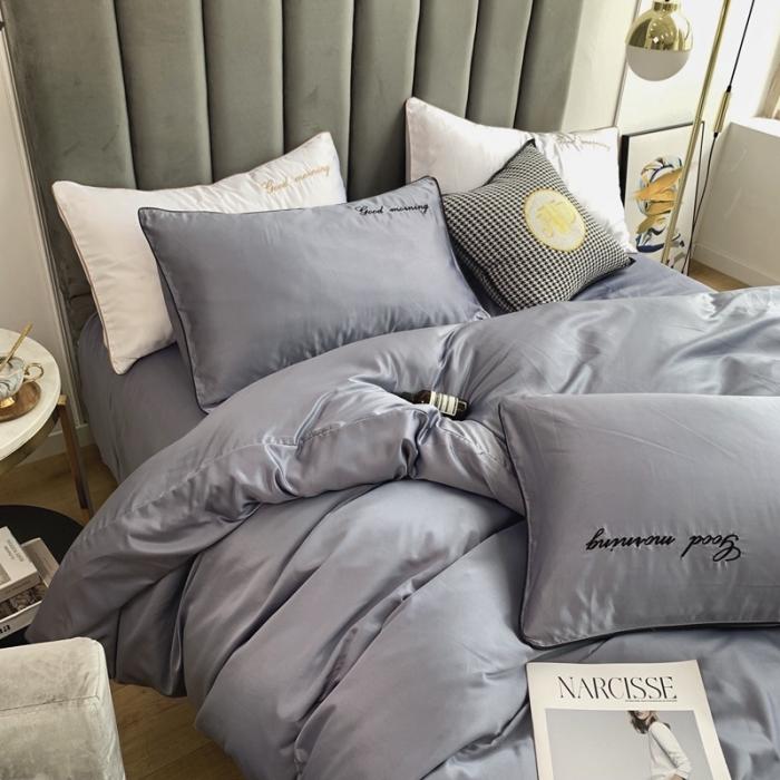 91家纺网 家纺一手货源 找家纺 优悦家纺 2020新款早安水洗真丝四件套 月光银