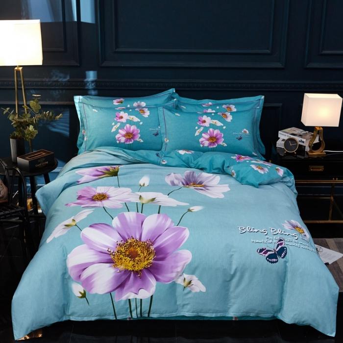 91家纺网 家纺一手货源 找家纺 雲归梦 2020新款13372全棉大版四件套第二批 花蕾如歌绿