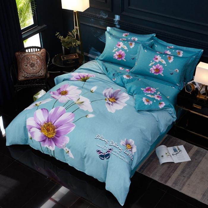 91家纺网 家纺一手货源 找家纺 雲归梦 2020新款13372全棉大版四件套第二批 花蕾如歌绿