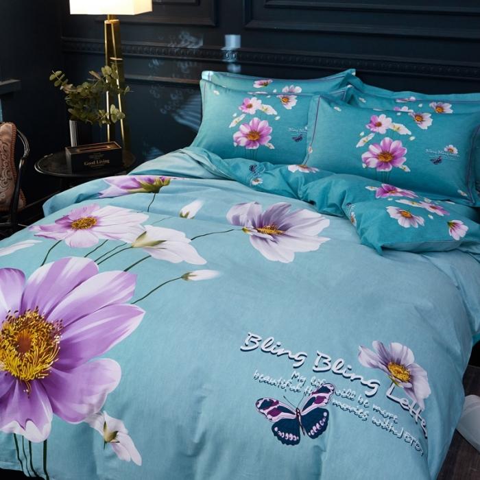 91家纺网 家纺一手货源 找家纺 雲归梦 2020新款13372全棉大版四件套第二批 花蕾如歌绿