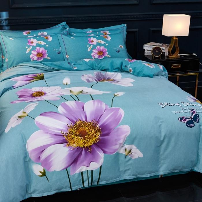 91家纺网 家纺一手货源 找家纺 雲归梦 2020新款13372全棉大版四件套第二批 花蕾如歌绿