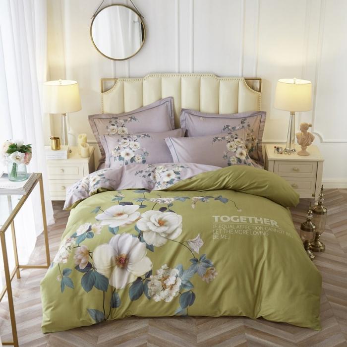 91家纺网 家纺一手货源 找家纺 雲归梦 2020新款13372全棉大版四件套第二批 清出雨兰-绿