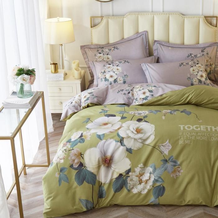 91家纺网 家纺一手货源 找家纺 雲归梦 2020新款13372全棉大版四件套第二批 清出雨兰-绿