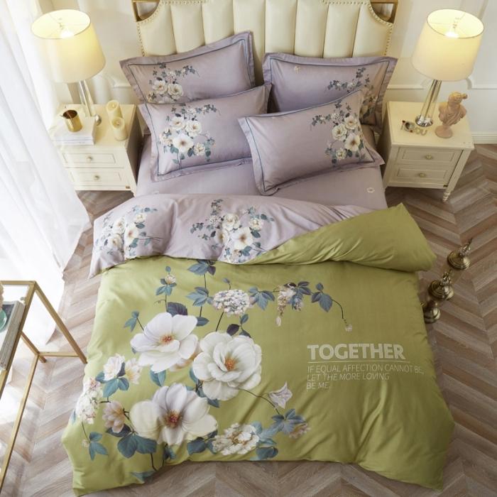 91家纺网 家纺一手货源 找家纺 雲归梦 2020新款13372全棉大版四件套第二批 清出雨兰-绿