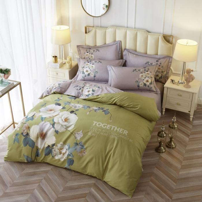 91家纺网 家纺一手货源 找家纺 雲归梦 2020新款13372全棉大版四件套第二批 清出雨兰-绿