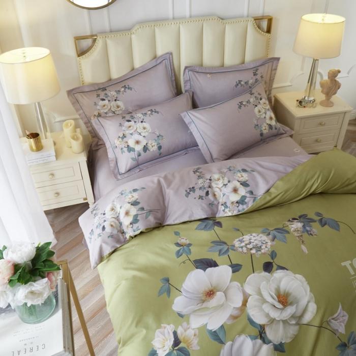 91家纺网 家纺一手货源 找家纺 雲归梦 2020新款13372全棉大版四件套第二批 清出雨兰-绿