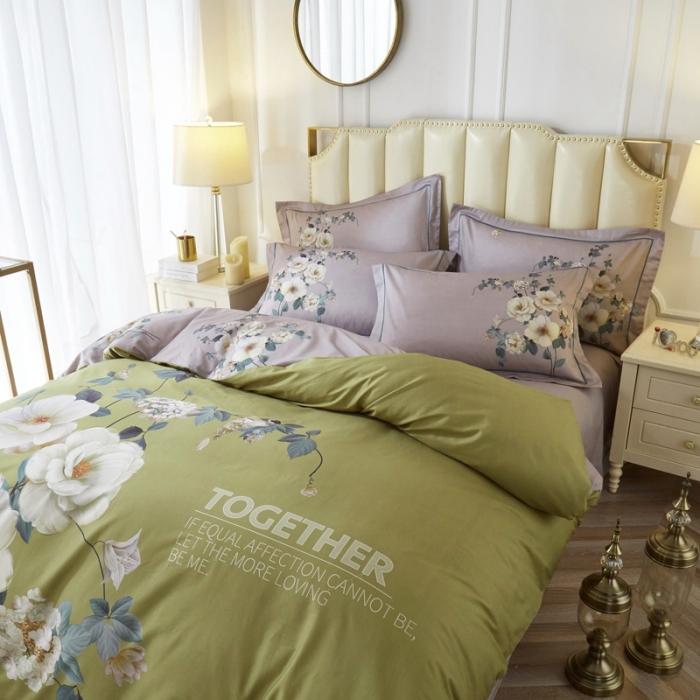91家纺网 家纺一手货源 找家纺 雲归梦 2020新款13372全棉大版四件套第二批 清出雨兰-绿