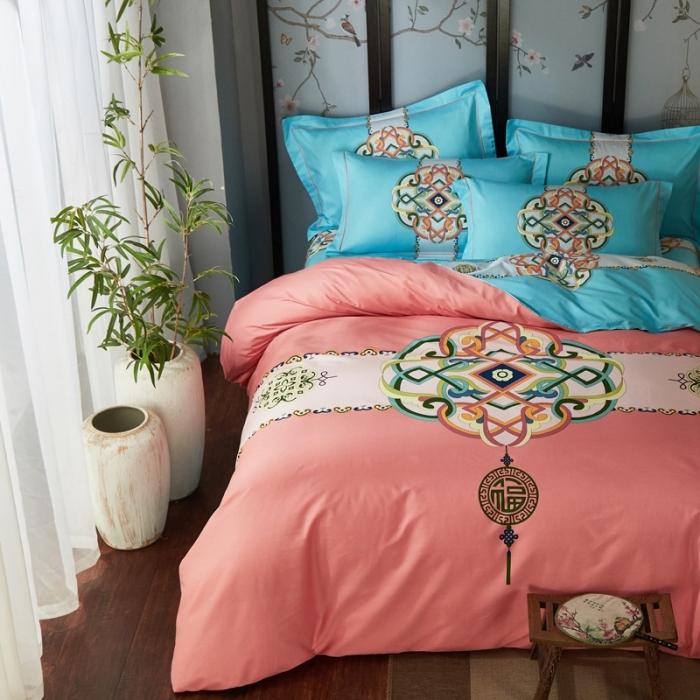 91家纺网 家纺一手货源 找家纺 雲归梦 2020新款13372全棉大版四件套第二批 春风南岸