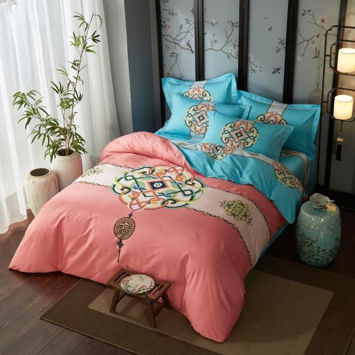 91家纺网 家纺一手货源 找家纺 雲归梦 2020新款13372全棉大版四件套第二批 春风南岸