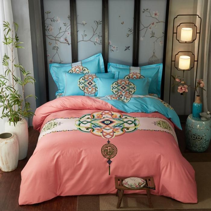 91家纺网 家纺一手货源 找家纺 雲归梦 2020新款13372全棉大版四件套第二批 春风南岸