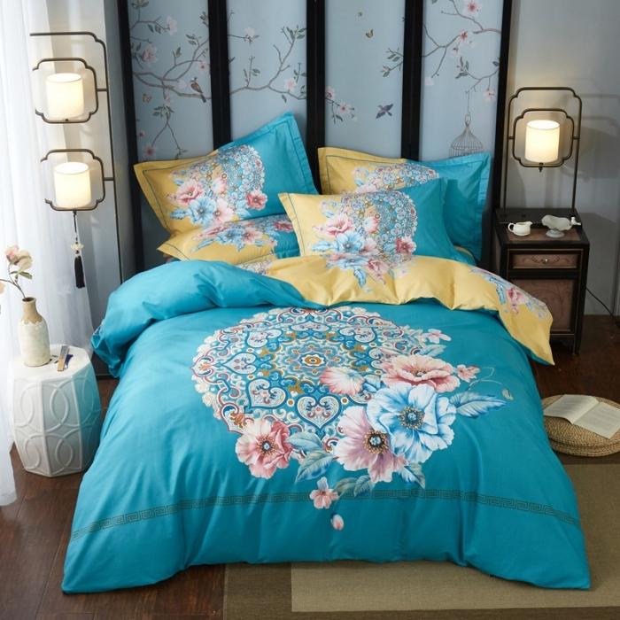 91家纺网 家纺一手货源 找家纺 雲归梦 2020新款13372全棉大版四件套第二批 芙晴-绿