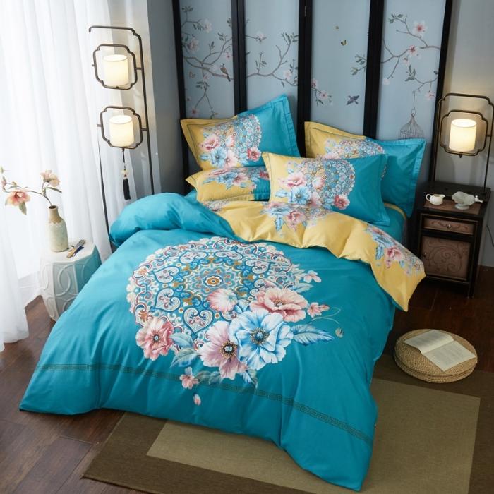 91家纺网 家纺一手货源 找家纺 雲归梦 2020新款13372全棉大版四件套第二批 芙晴-绿