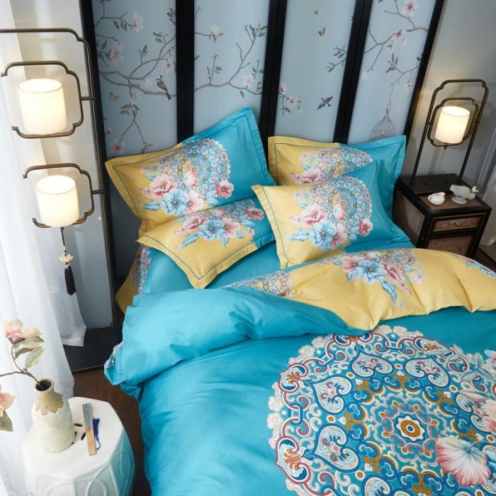 91家纺网 家纺一手货源 找家纺 雲归梦 2020新款13372全棉大版四件套第二批 芙晴-绿