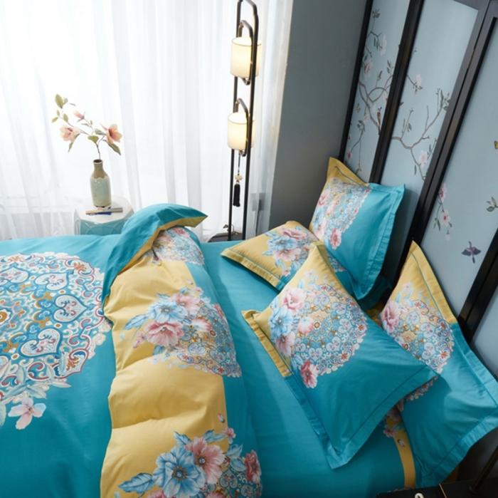 91家纺网 家纺一手货源 找家纺 雲归梦 2020新款13372全棉大版四件套第二批 芙晴-绿