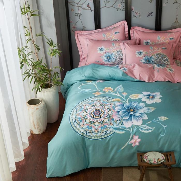 91家纺网 家纺一手货源 找家纺 雲归梦 2020新款13372全棉大版四件套第二批 晓窗花梦