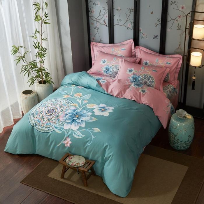 91家纺网 家纺一手货源 找家纺 雲归梦 2020新款13372全棉大版四件套第二批 晓窗花梦